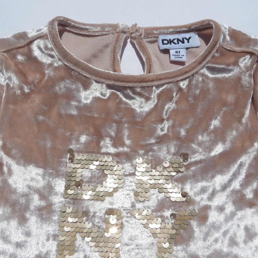 DKNY Girls 4T Dress Sequence Beige barely used - Picture 3 of 8
